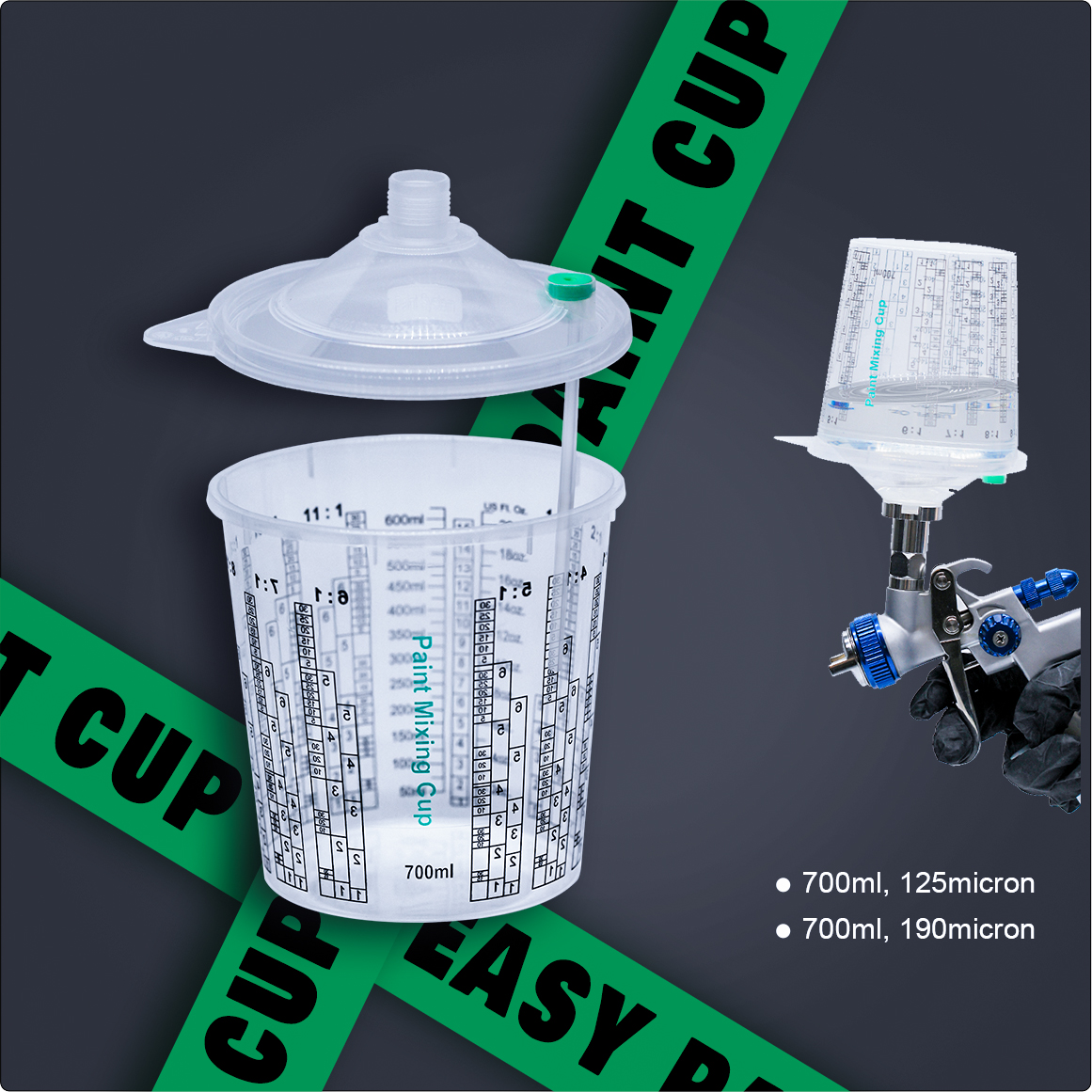 plastic paint mixing cup with lid for painting 